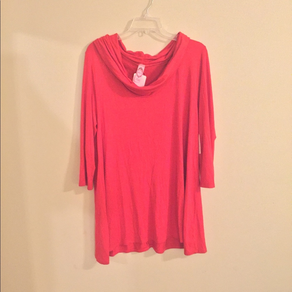 Boutique Red Collard Loose Longsleeve Shirt